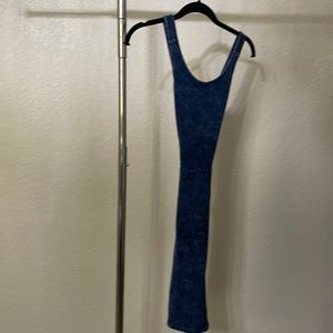 Fashion nova denim screen print backless dress